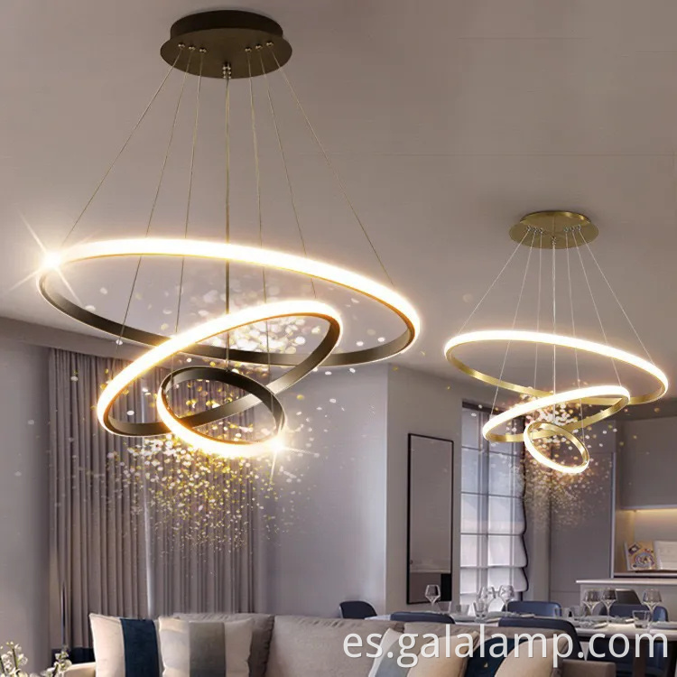 Luz colgante de anillo de círculo decorativo de lujo para sala de estar moderna